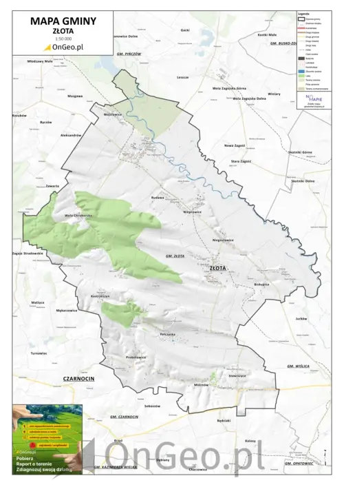 Mapa gminy Złota